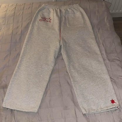 PROTECT Y2K Streetwear Hip Hop Letter Pattern Embroidered Sweatpants Men Women Harajuku Casual Pants Gray Drawstring Trousers